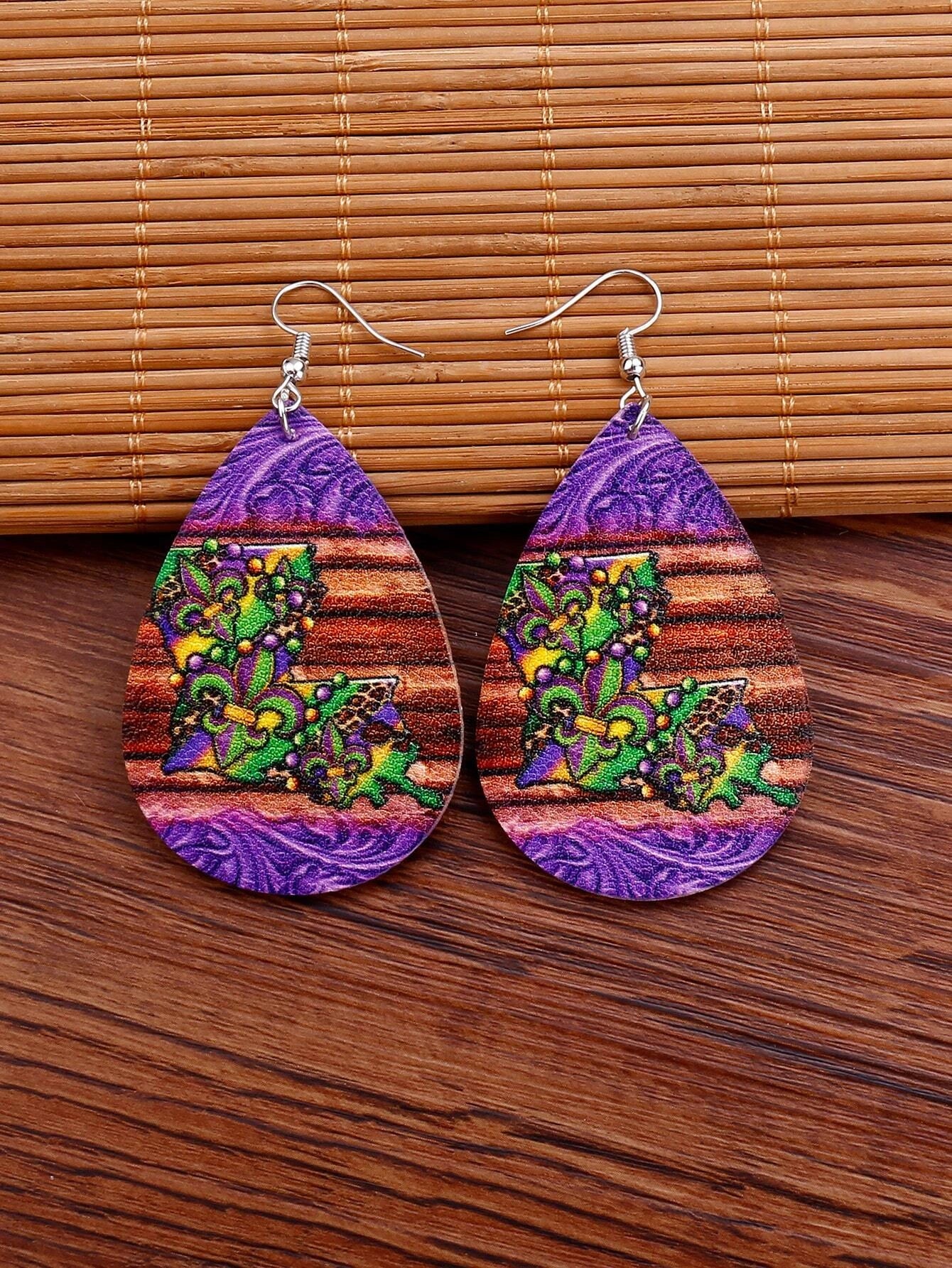 Louisana Mardi Gras Themed Earrings