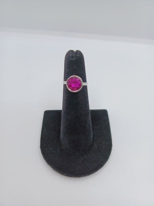 Pink Circular Rhinestone Ring