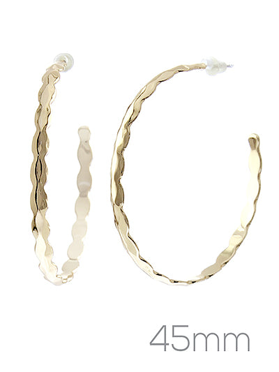 Gold Scalloped Edged Hoop Earrings