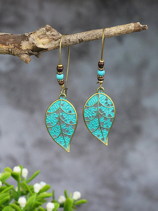 Brass Leaf Style Earrings