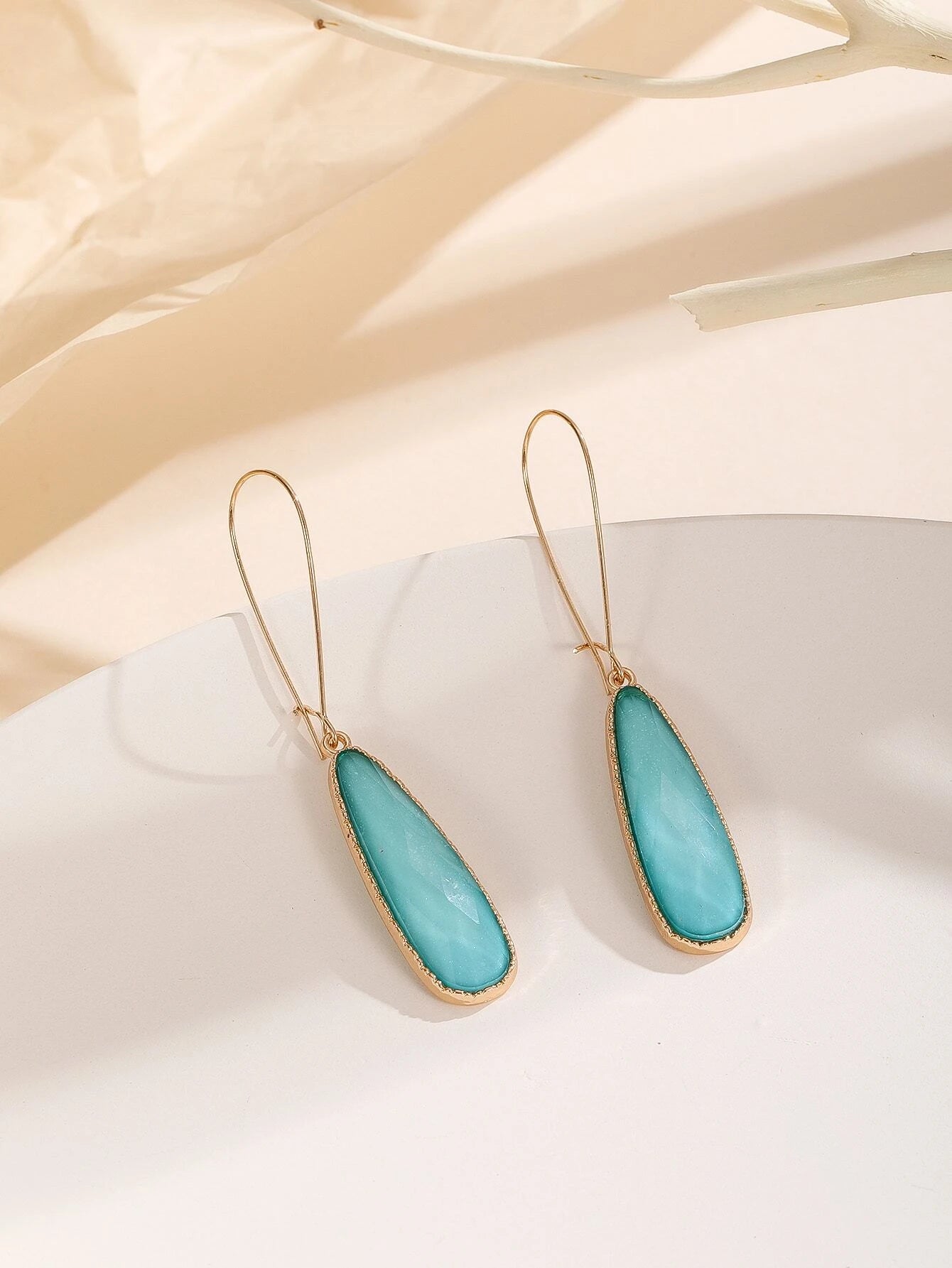 Ocean Blue Closed Teardrop Hoop Style Earrings