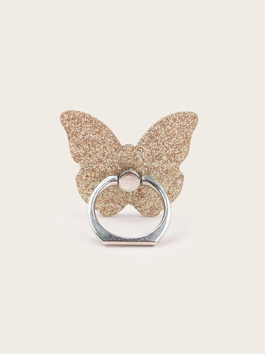 Gold Glitter Butterfly Ring Phone Holder
