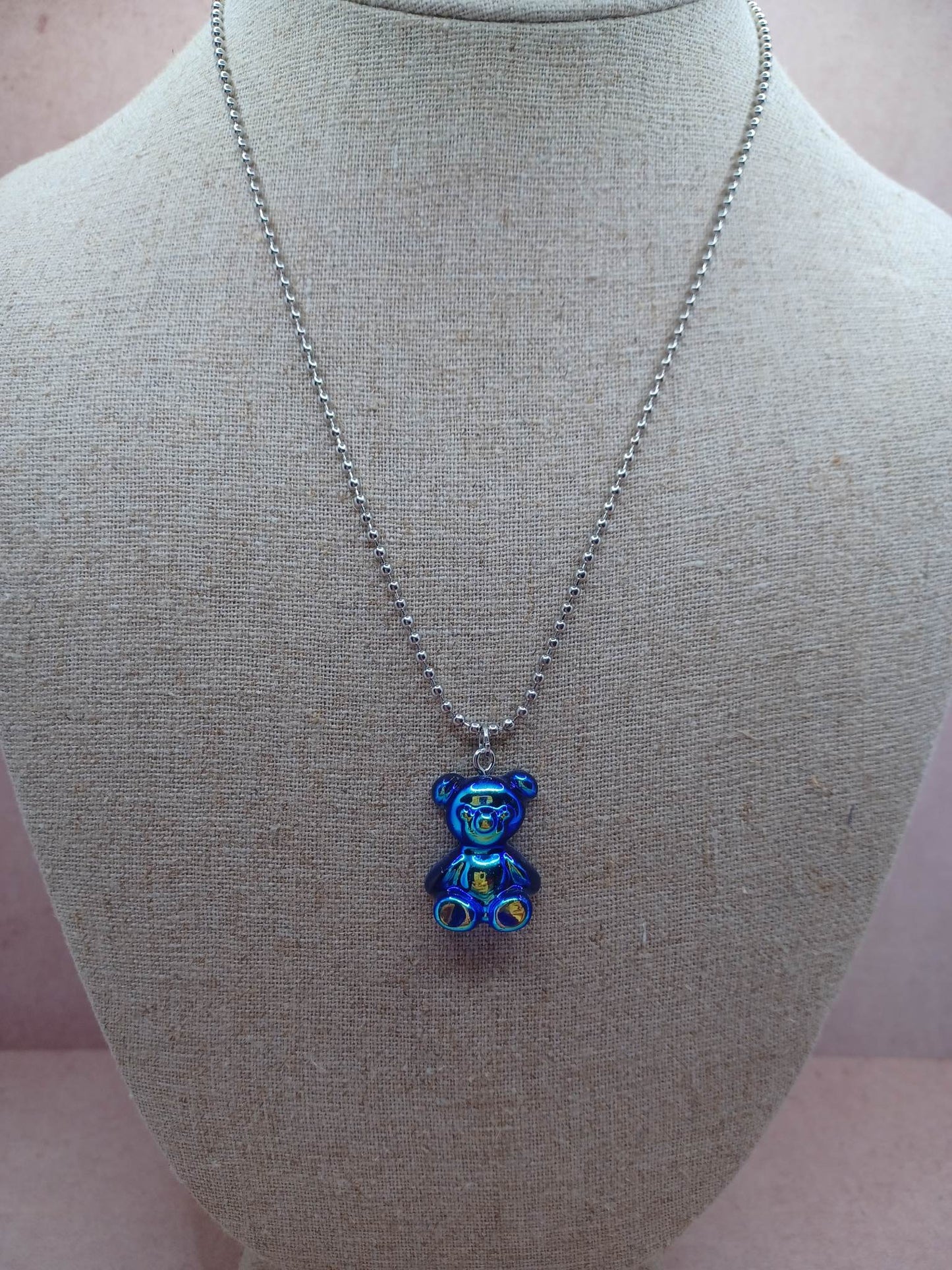 Blue Iridescent Gummy Bear Necklace