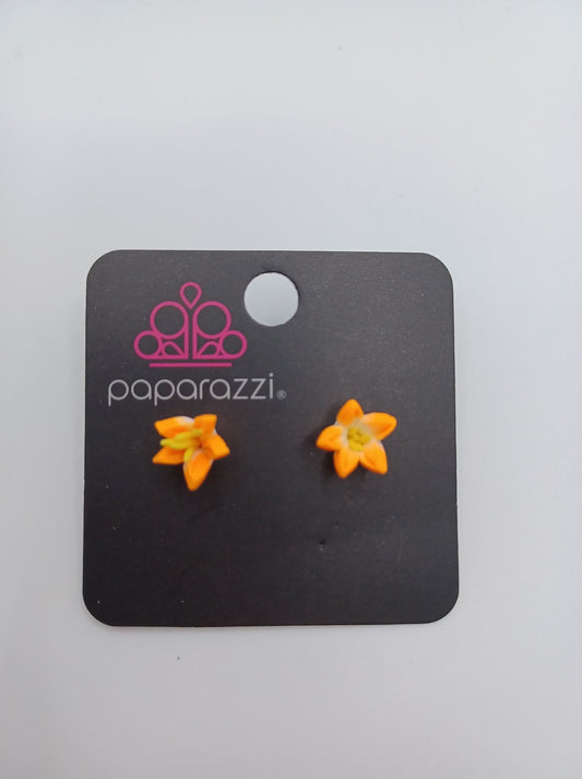 Orange Flower w/ Yellow Center Earrings