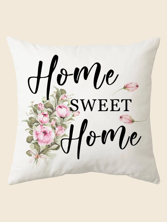 Floral Home Sweet Home Pillow Cover