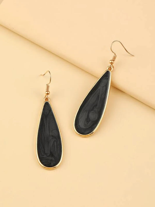 Black Marbled Style Earrings