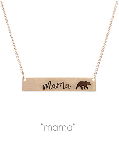 Gold "Mama" Bar Necklace