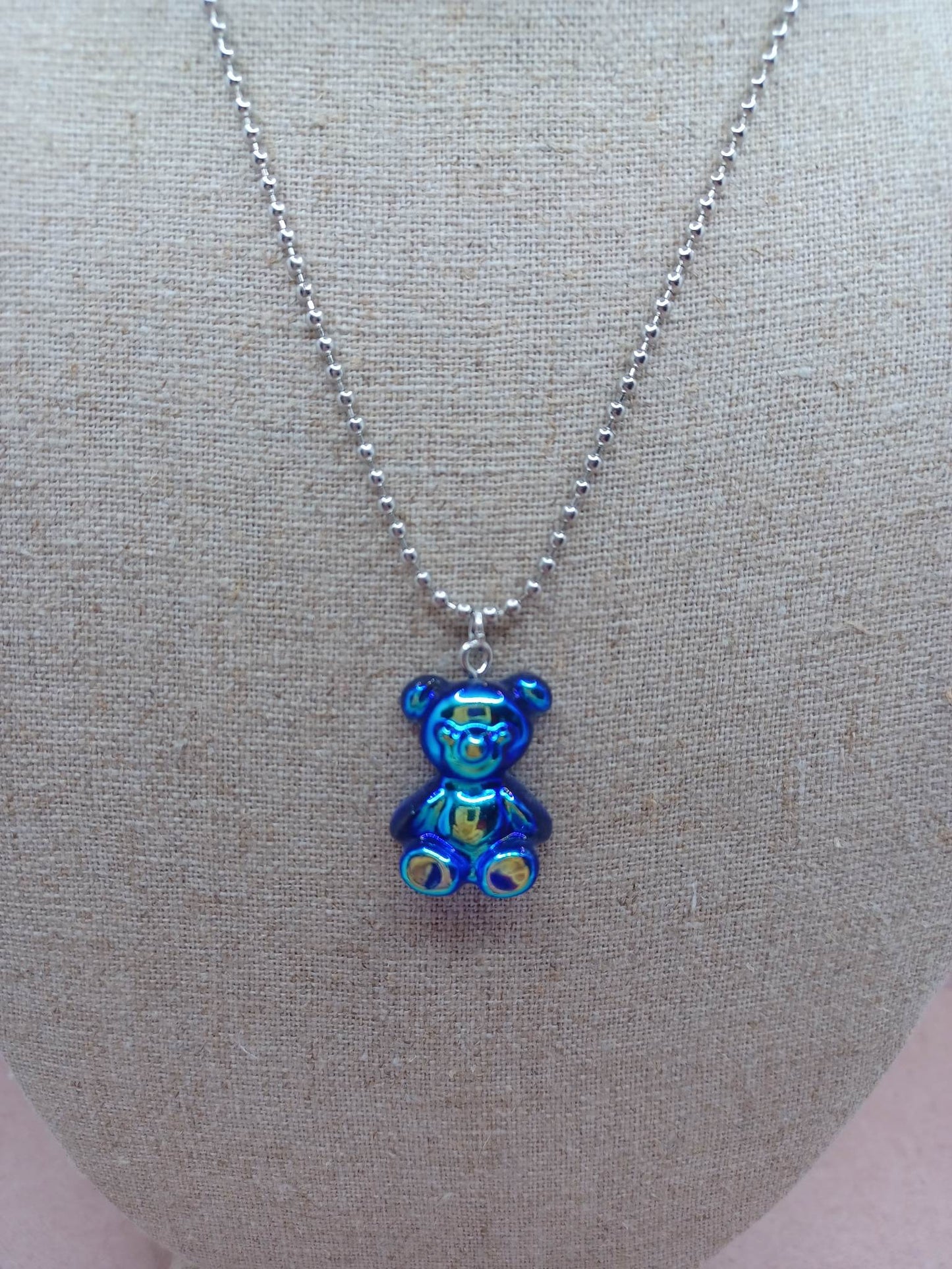 Blue Iridescent Gummy Bear Necklace