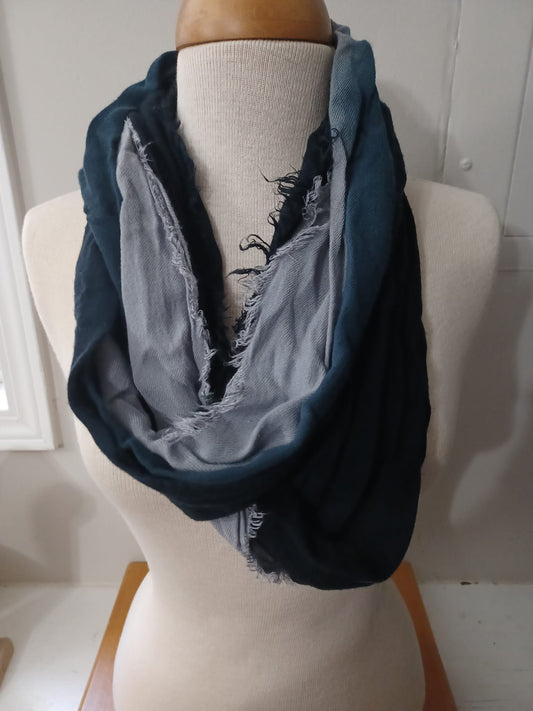 Ombre Blue to Grey to Black Infinity Scarf