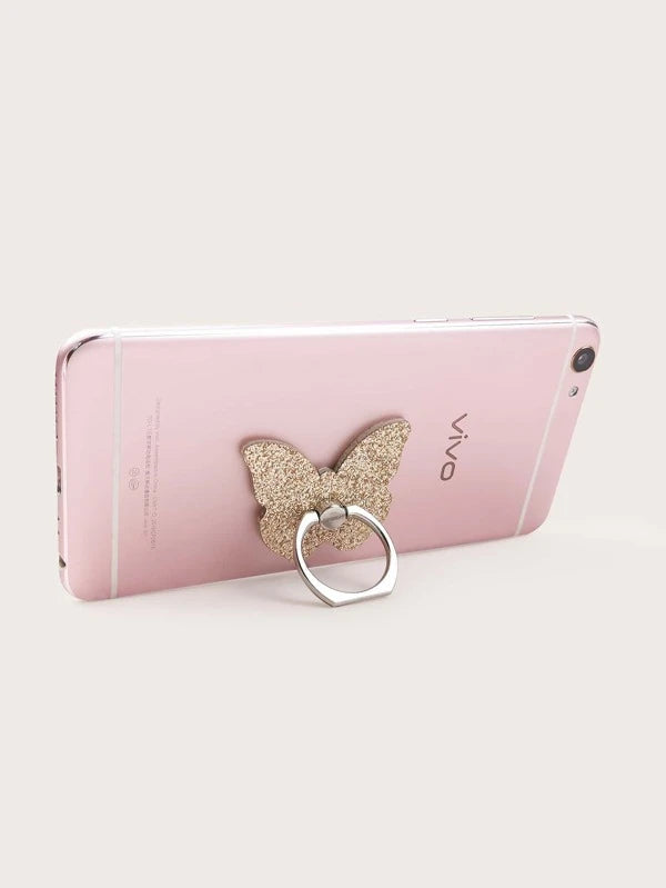 Gold Glitter Butterfly Ring Phone Holder