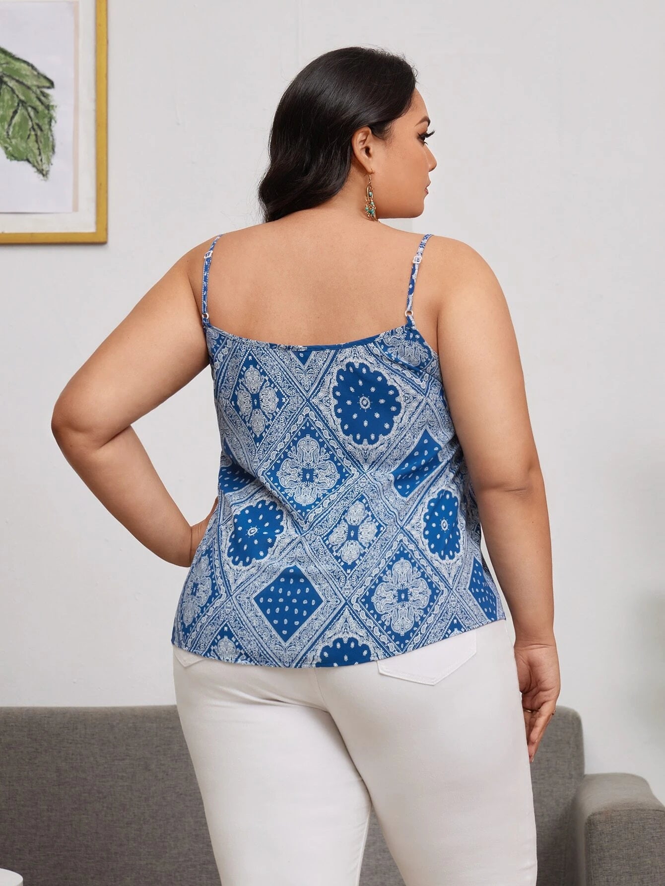 Blue Paisley Print Cami Top