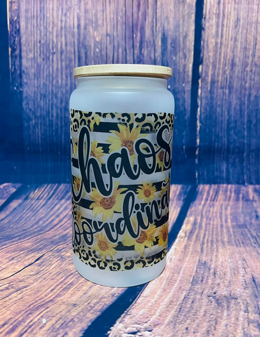 PRE ORDER - Sunflower & Leopard Print Chaos Coordinator Glass Tumbler