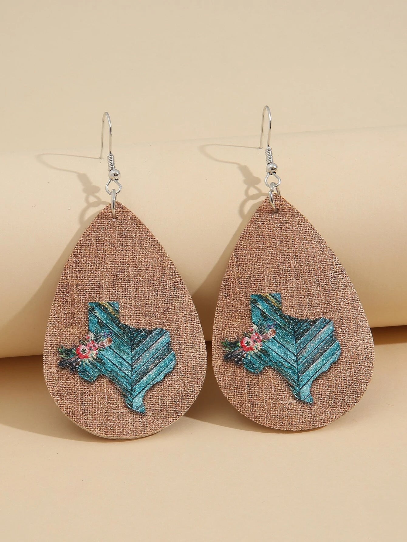 Turquoise Texas Leather Style Earrings
