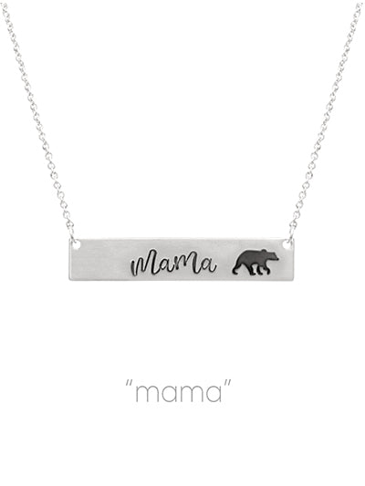 Silver "Mama" Bar Necklace