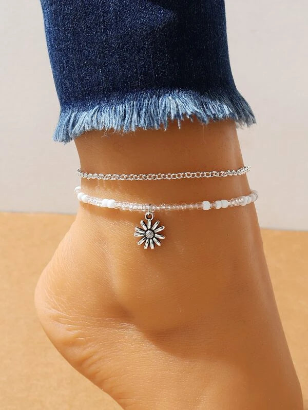 Silver Daisy Bracelet/Anklet