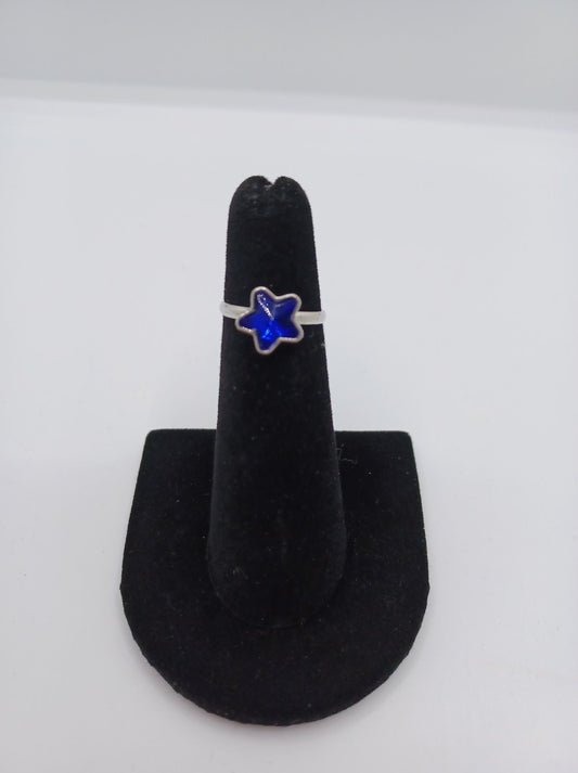 Blue Glitter Star Ring
