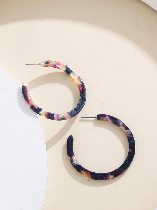 Black, White, & Purple Acrylic Hoop Style Earrings