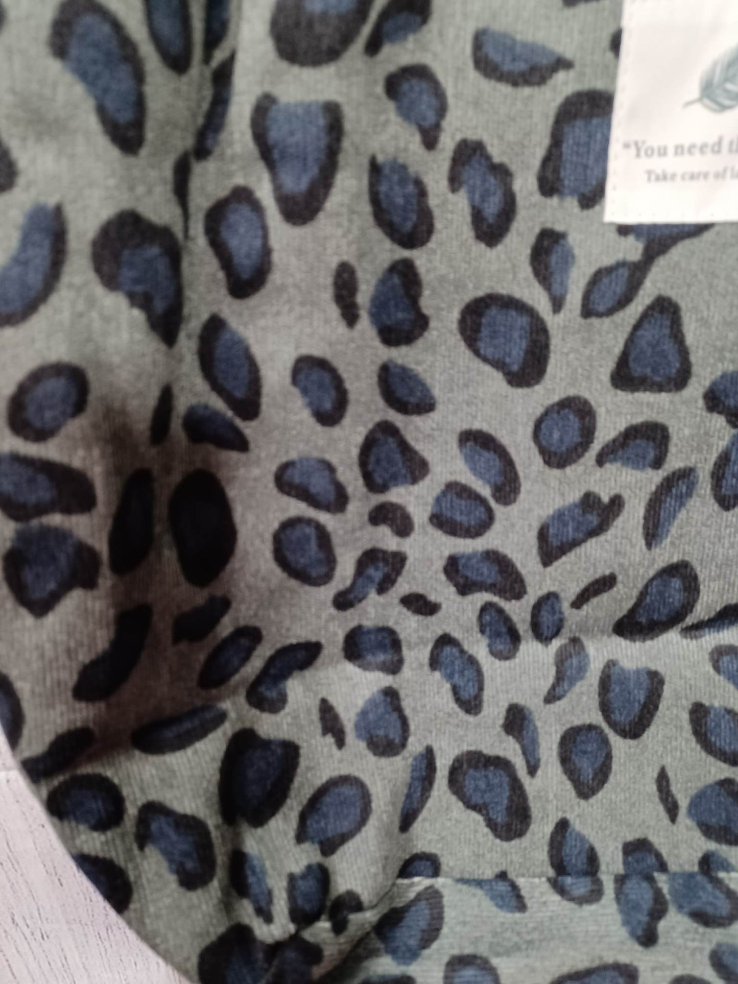 Blue & Grey Leopard Print Corduroy Purse/Bag
