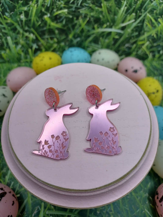 Pinky Purple Easter Bunny Earrings
