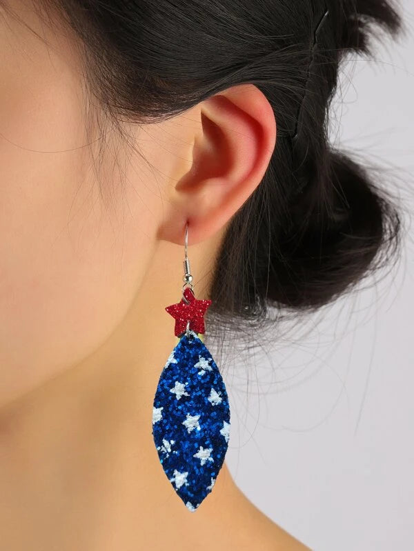 Red White & Blue Glitter Style Earrings