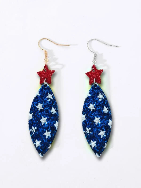 Red White & Blue Glitter Style Earrings