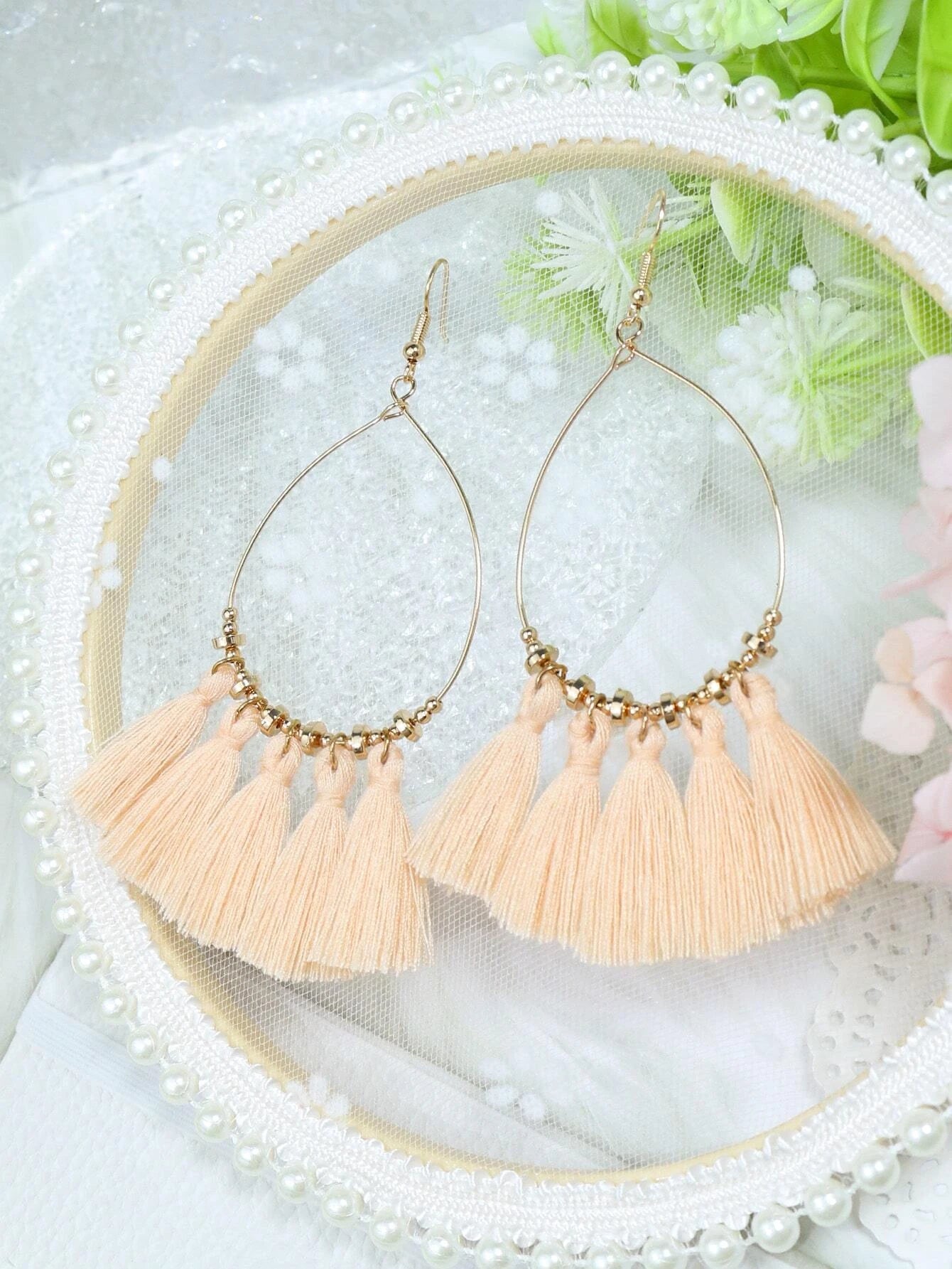 Champagne Tassel Style Tassel Earrings