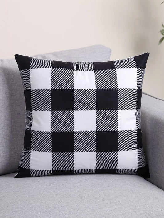 Black & White Plaid Pillow Cover