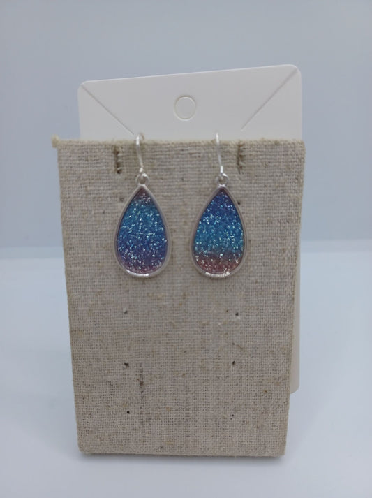 Ombre Blue, Purple, & Pink Glitter Earrings