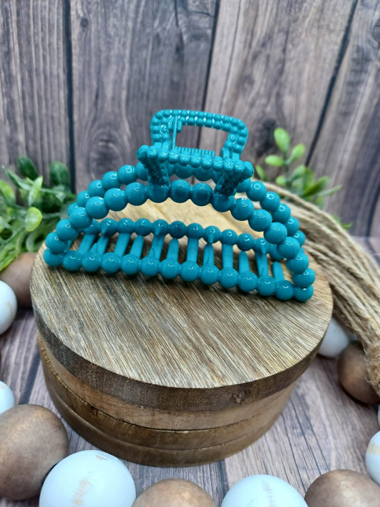 Deep Teal Half Moon Hair Claw Clip