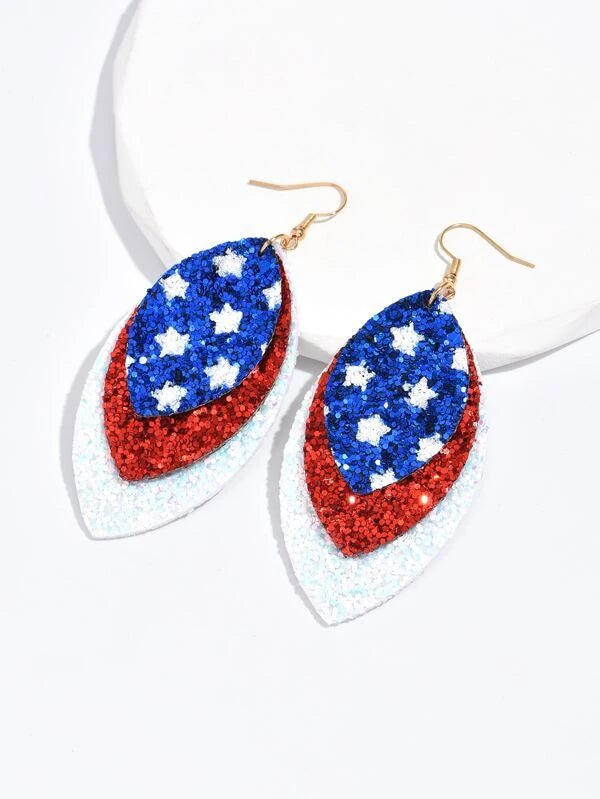 Multi layered Red, White, and Blue Earrings