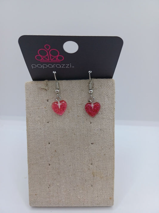 Pink Glitter Heart Earrings