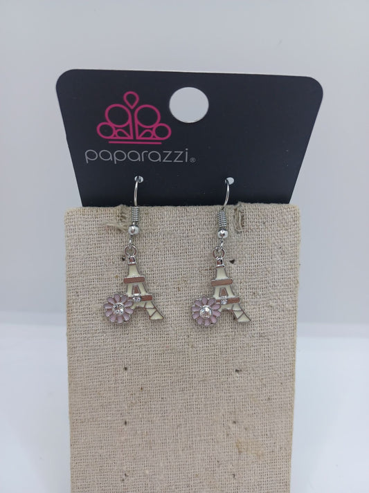 White w/ Pink Eiffel Tower Earrings