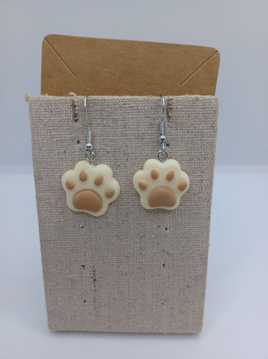 Light Brown & Tan Paw Print Earrings
