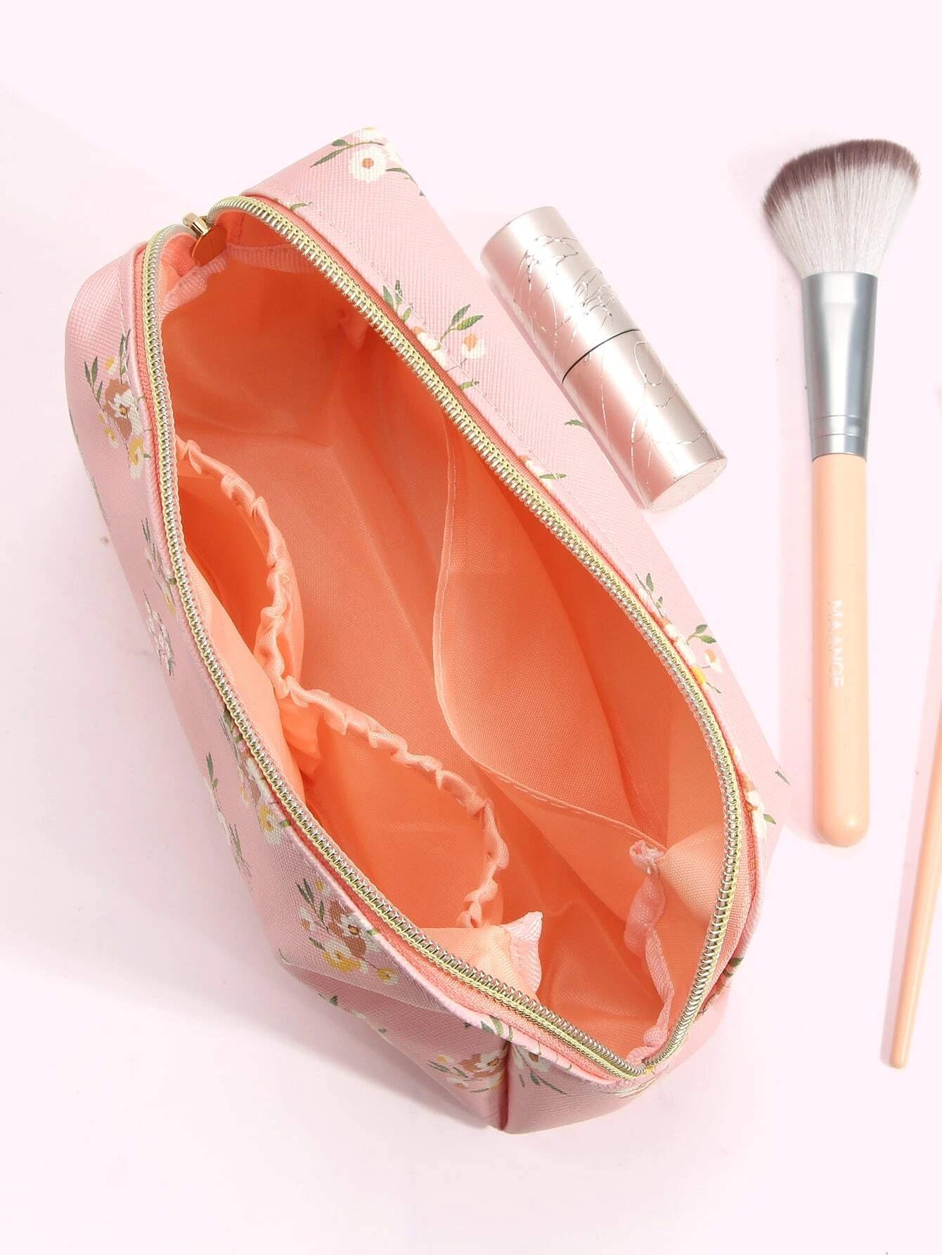 Pink Floral Cosmetic Bag