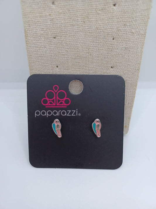 Pink & Blue Parrot Earrings