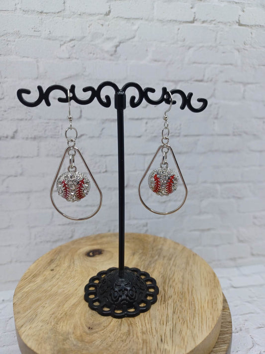 Baseball Rhinestone Earrings