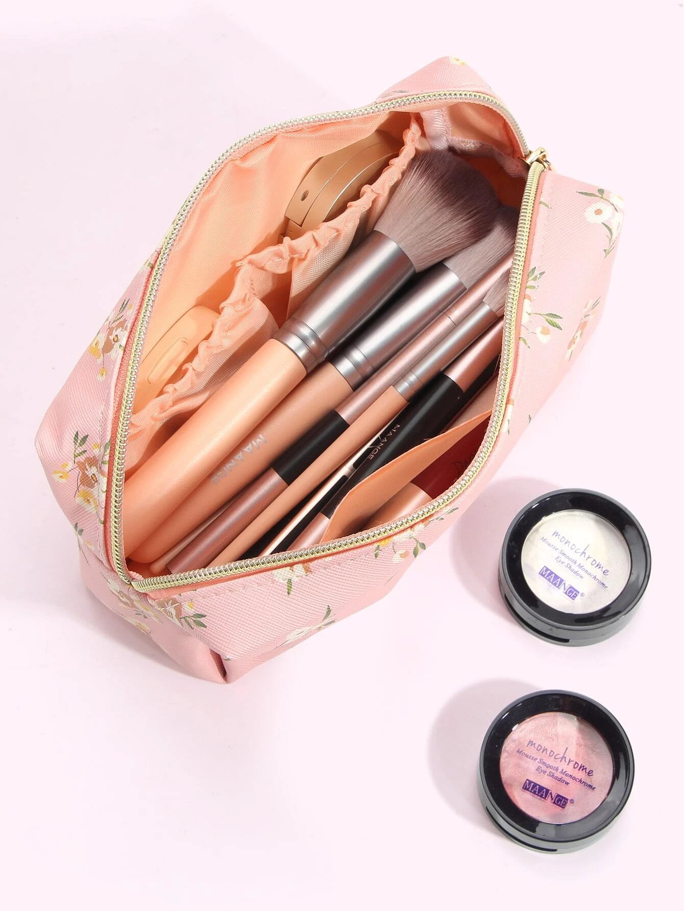 Pink Floral Cosmetic Bag