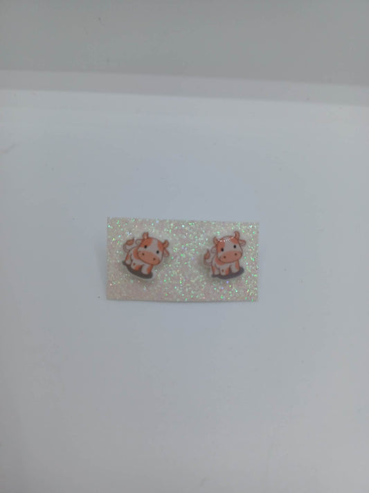 Pink Pig in Mud Earrings