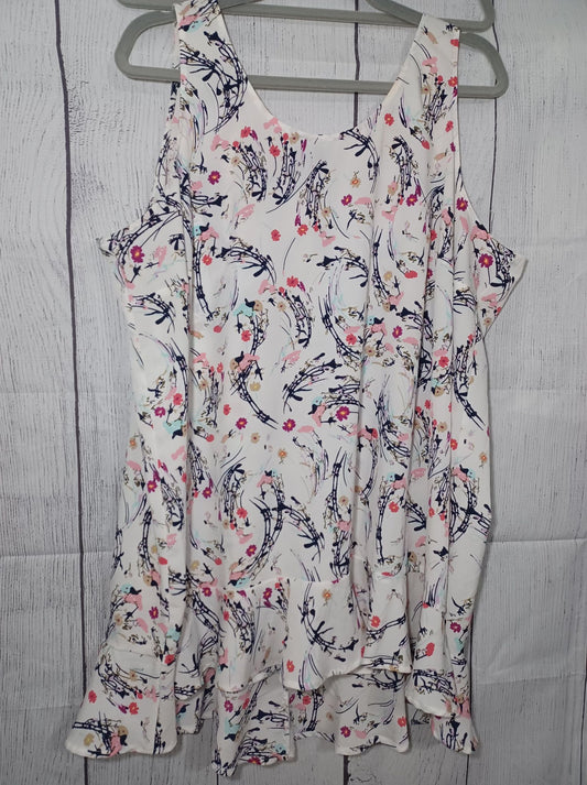 Lane Bryant - White Floral Patterned Tank Top