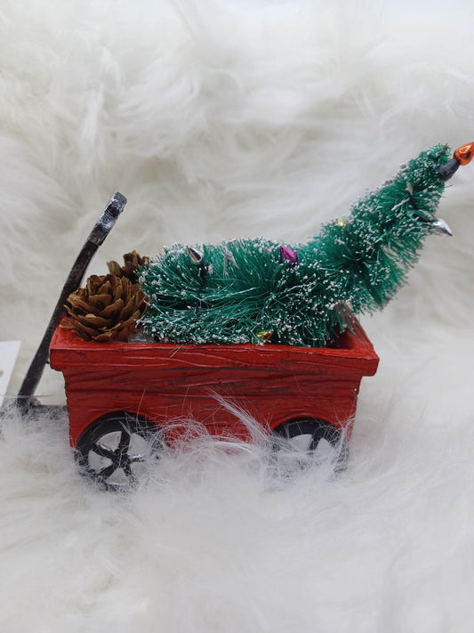 Christmas Wagon w/ Christmas Tree Ornament