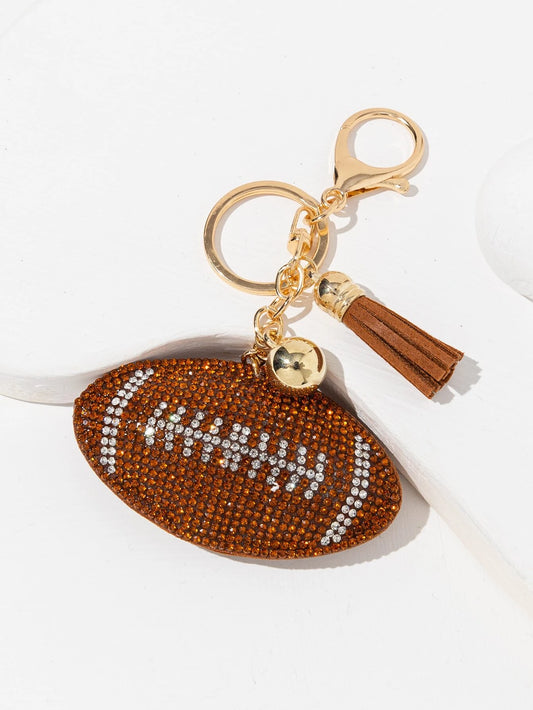 Rhinestone Football Keychain