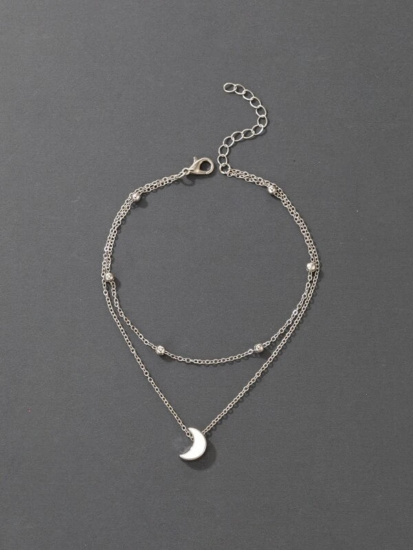 Silver Layered Moon Bracelet/Anklet