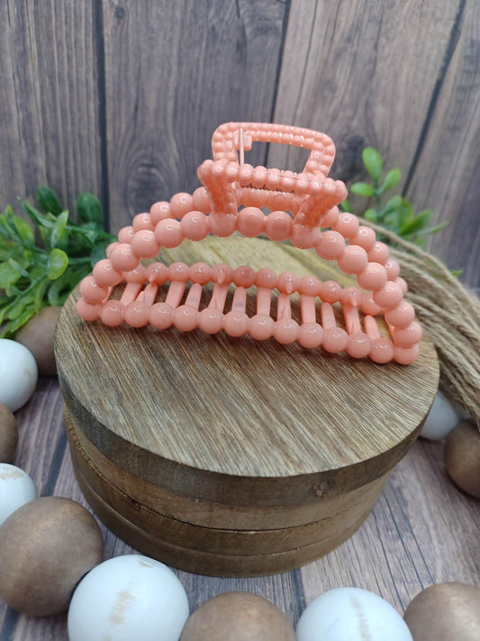 Coral Half Moon Hair Claw Clip