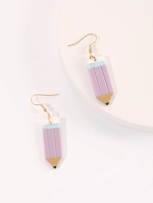 Purple Pencil Earrings