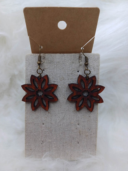 Wooden Flower Style Earrings