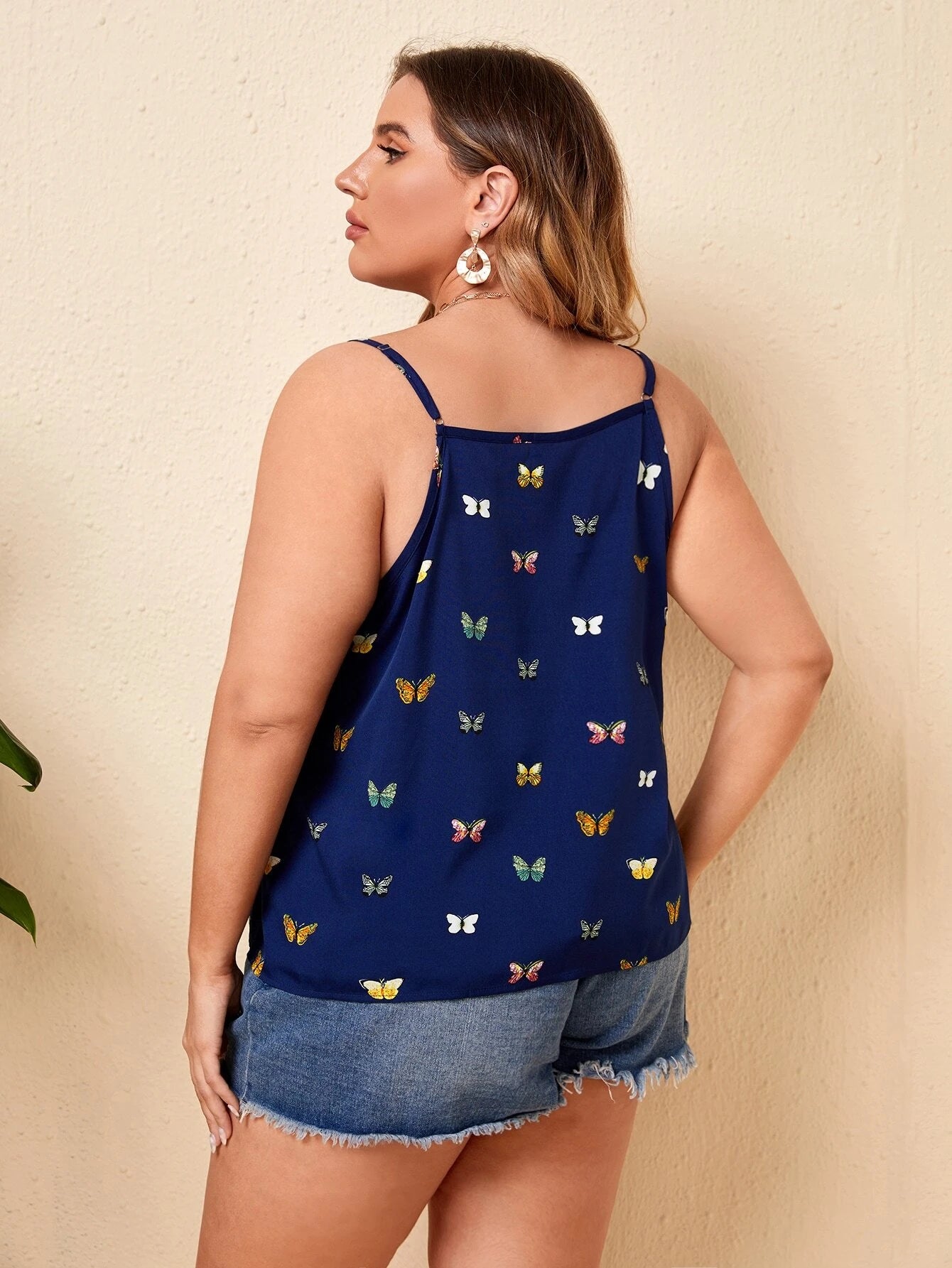 Blue Butterfly Print Cami Top