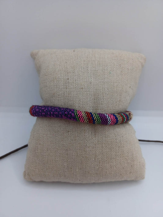 Purple, Brown, & Multicolored Woven Bracelet