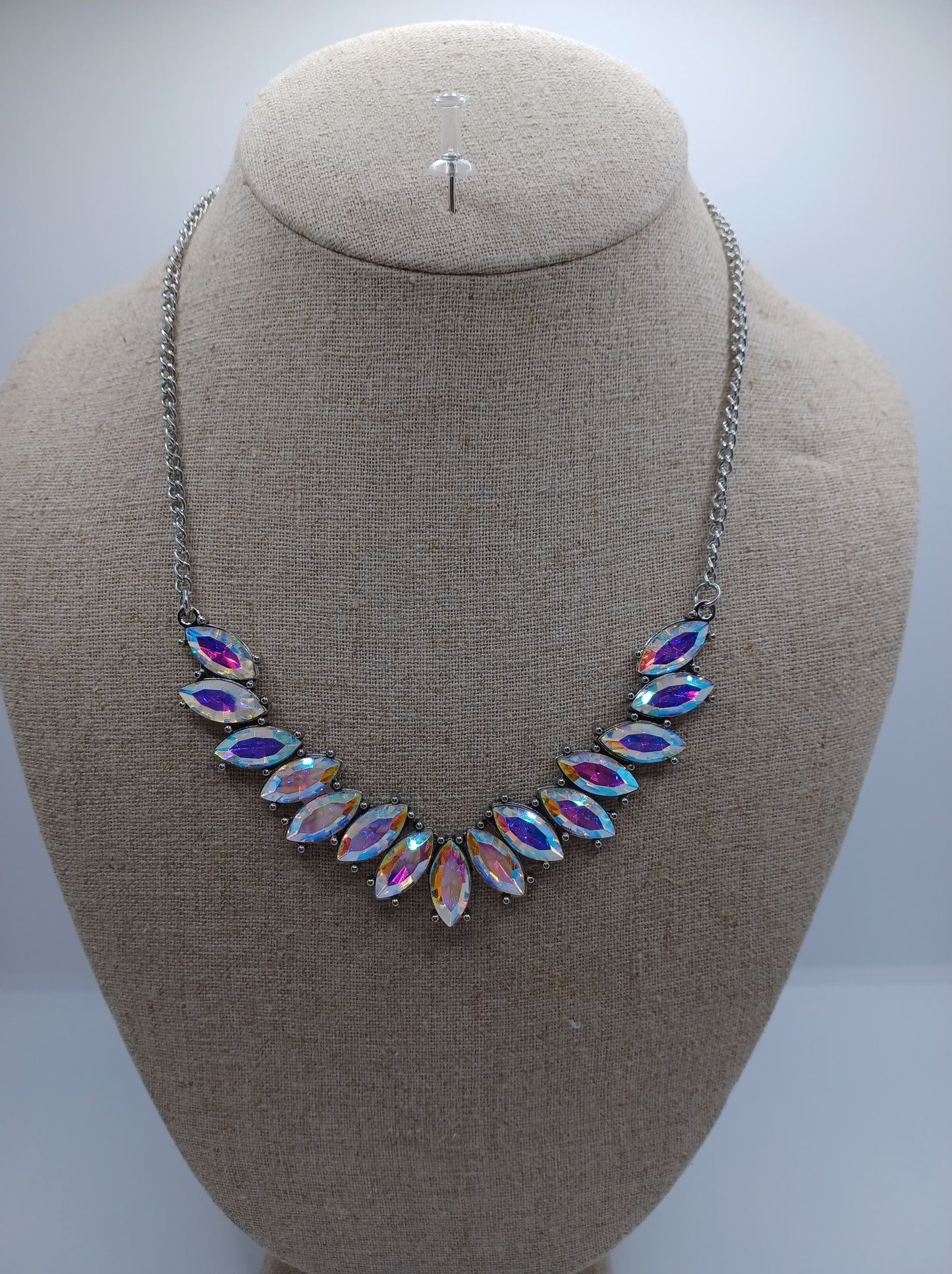 Silver Necklace w/ Mermaid Rhinestones