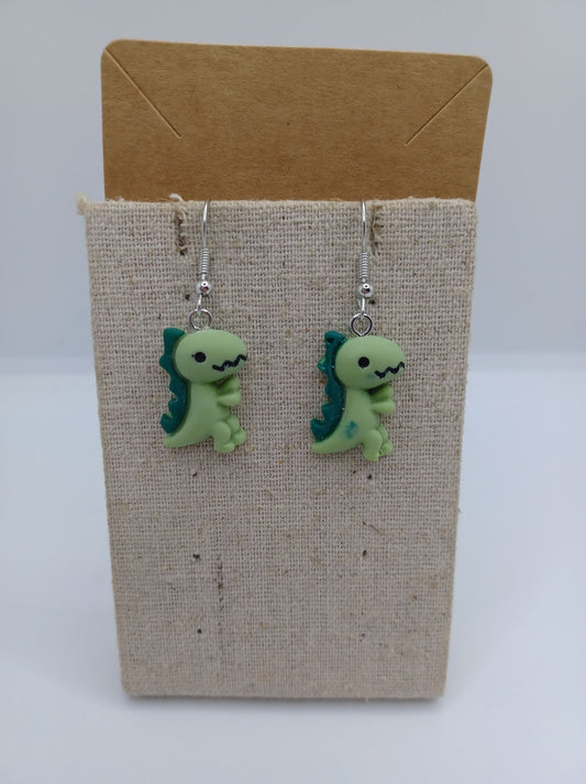 Green Dinosaur Earrings