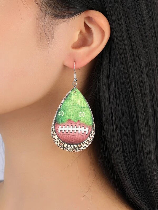 Football Field Leather Style Earrings